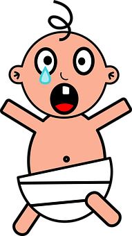 A Cartoon Of A Baby Crying