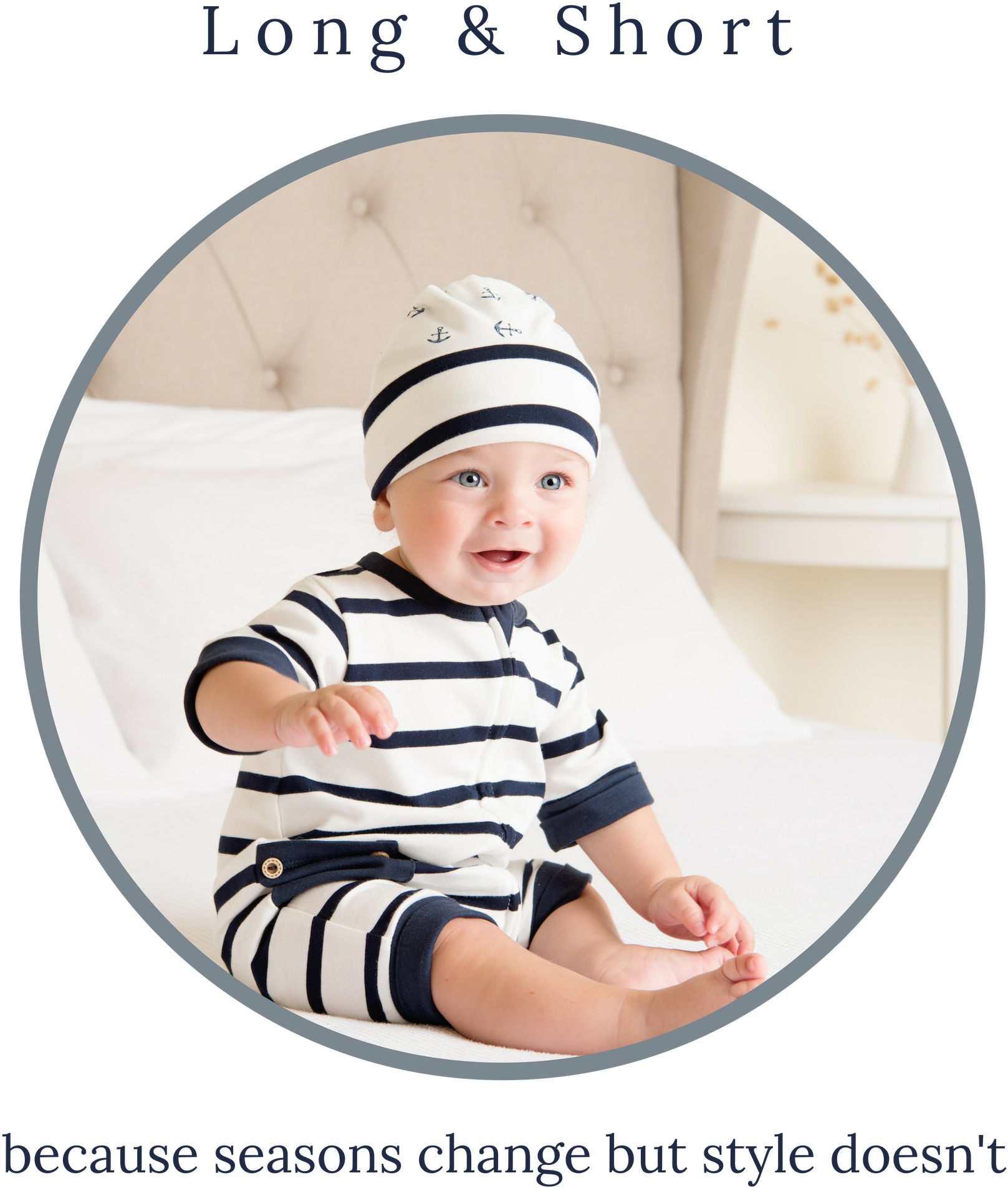 A Baby Wearing A Striped Outfit And Hat