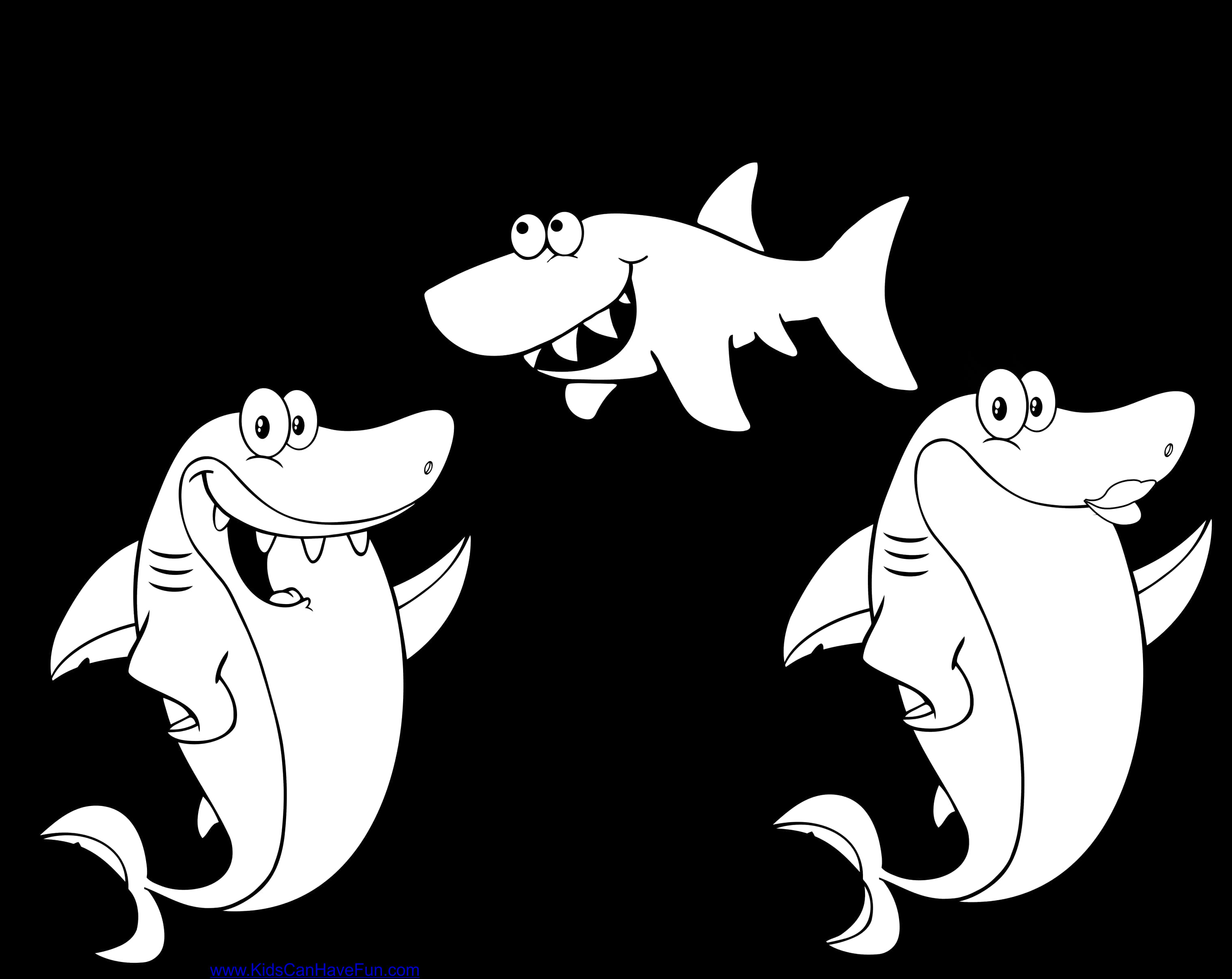 A Group Of Cartoon Sharks