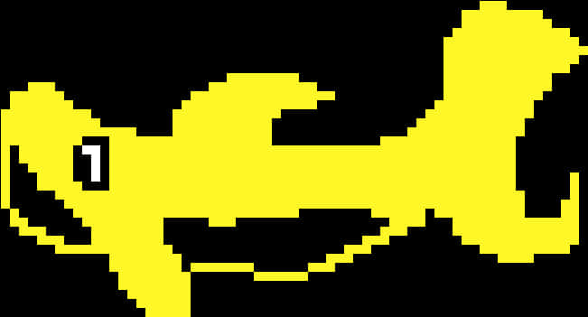 A Yellow And Black Pixelated Image Of A Fish