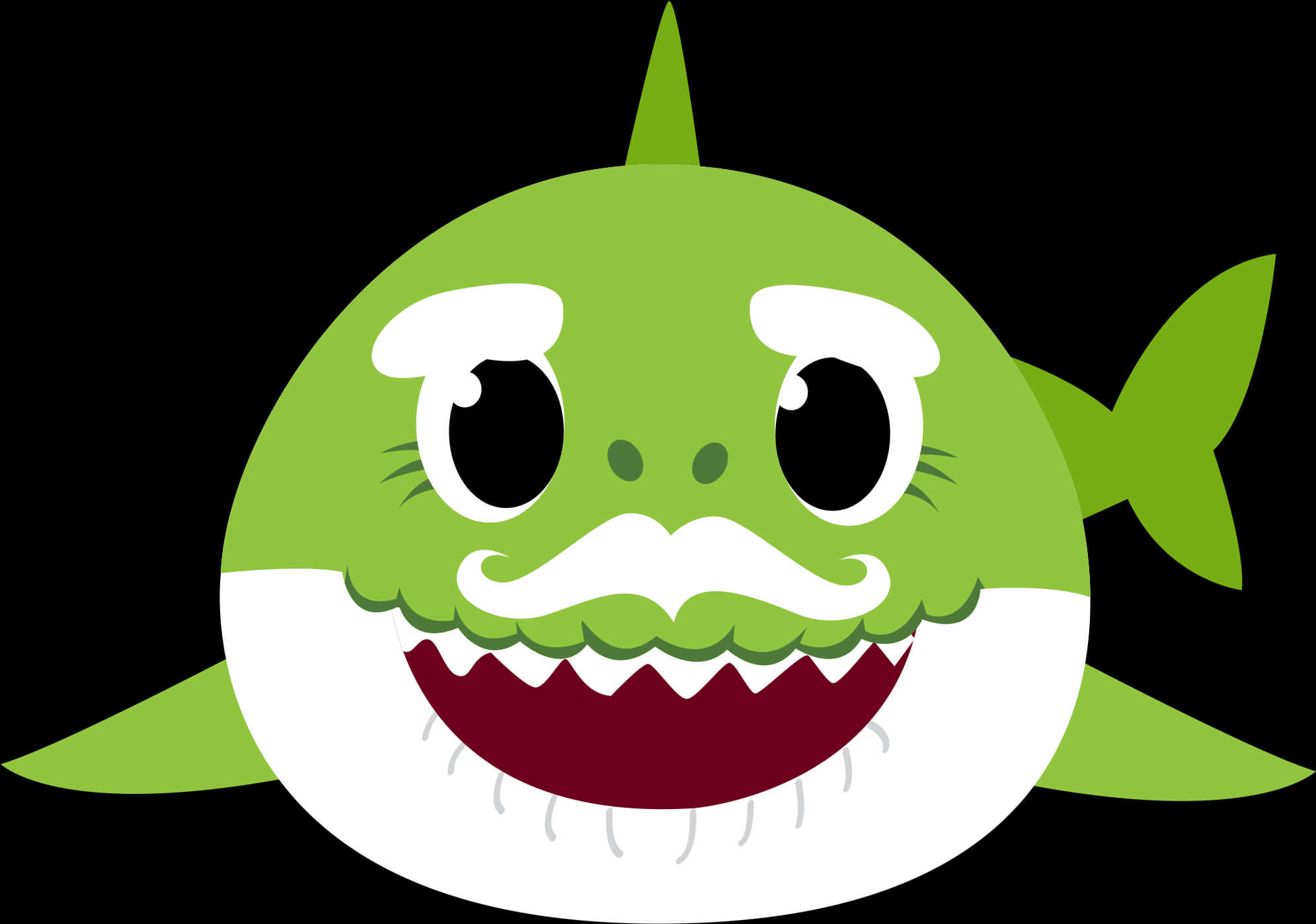 Green Baby Shark With Mustache