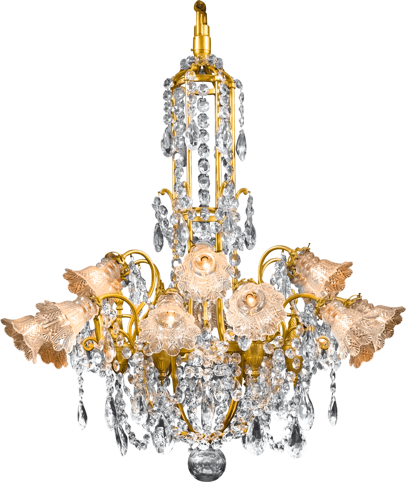 A Chandelier With Crystal From The Ceiling