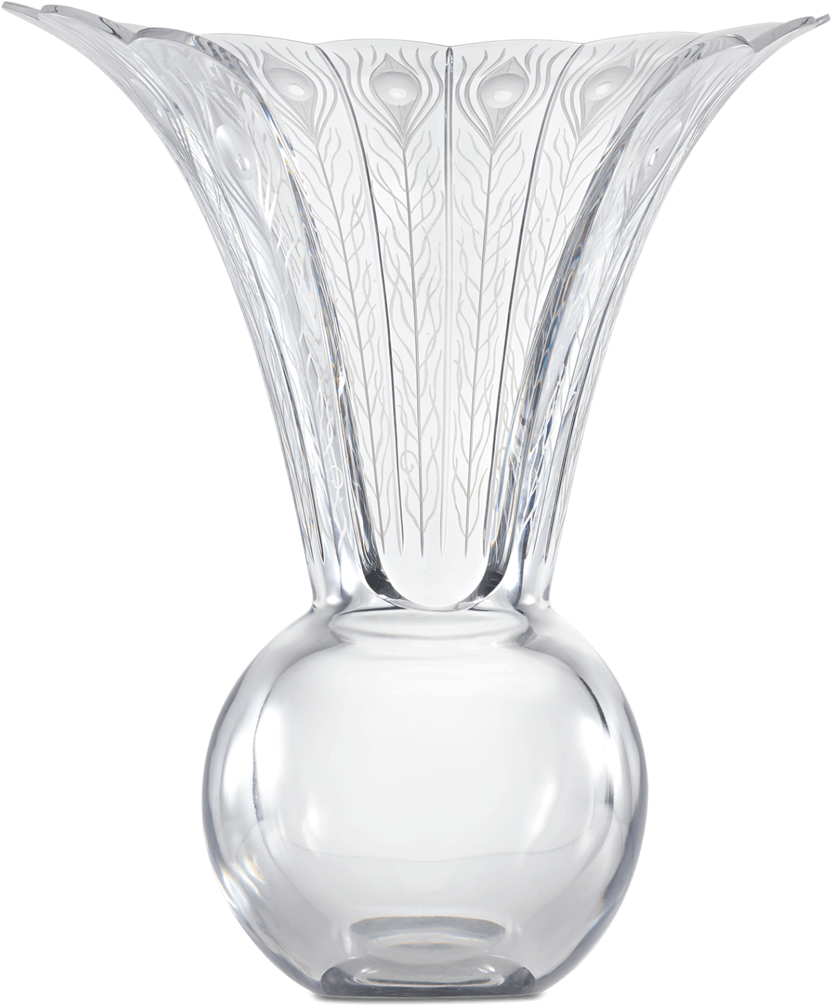 A Clear Glass Vase With A Round Ball