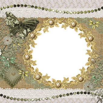 A Frame With Lace And Flowers
