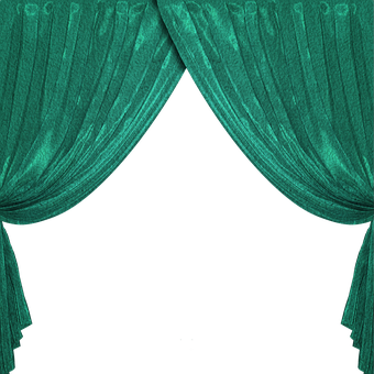 A Green Curtain With A Black Background