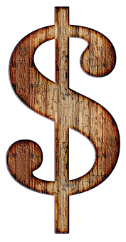 A Wooden Dollar Sign On A Black Background