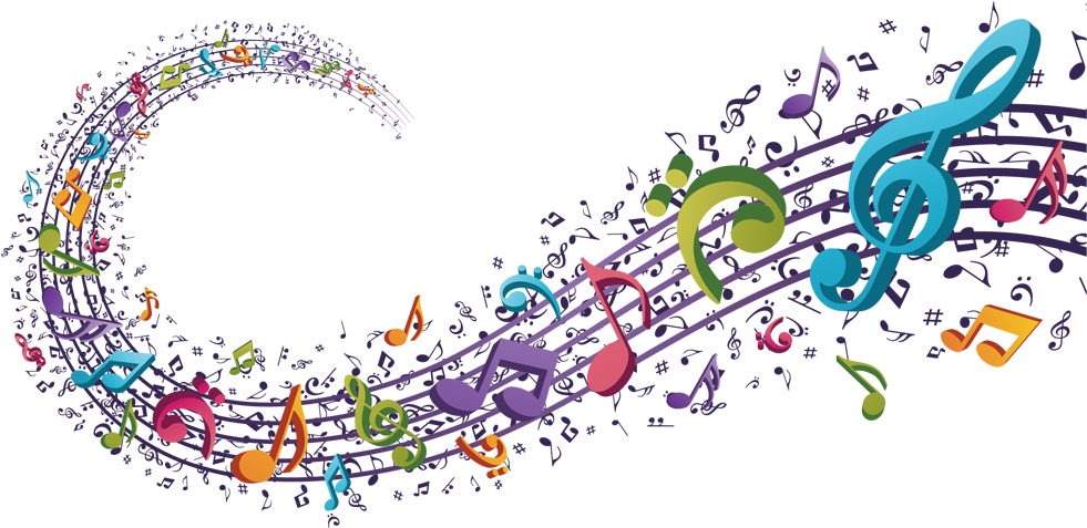 A Colorful Musical Notes Flying In The Air
