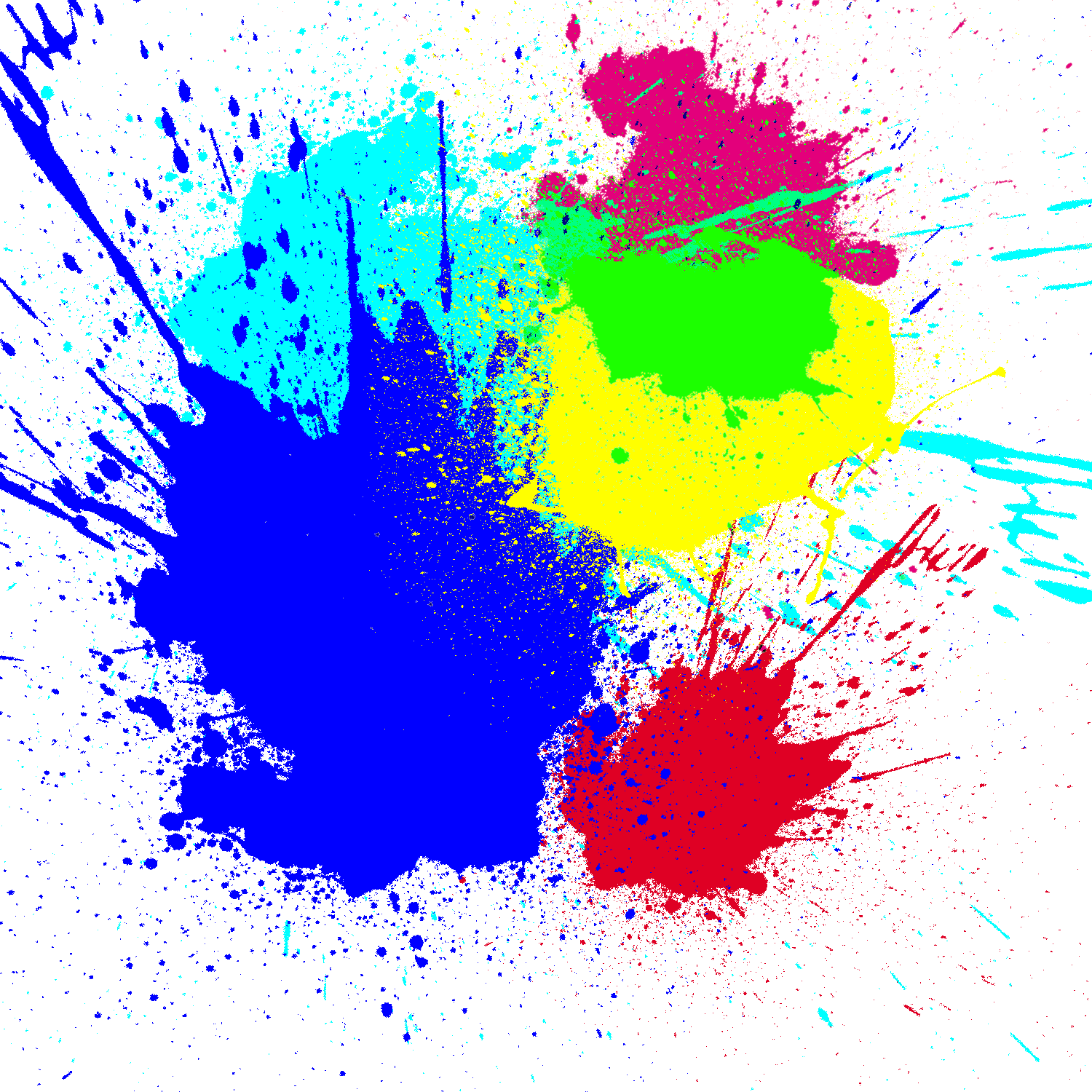A Group Of Paint Splatters On A Black Background