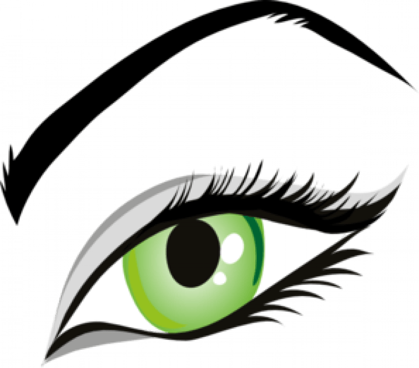 A Green Eye With White Eyeliner And Eyelashes