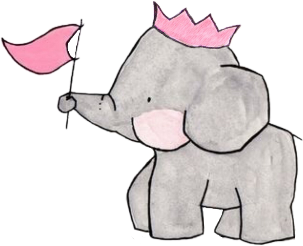 A Drawing Of An Elephant Holding A Flag