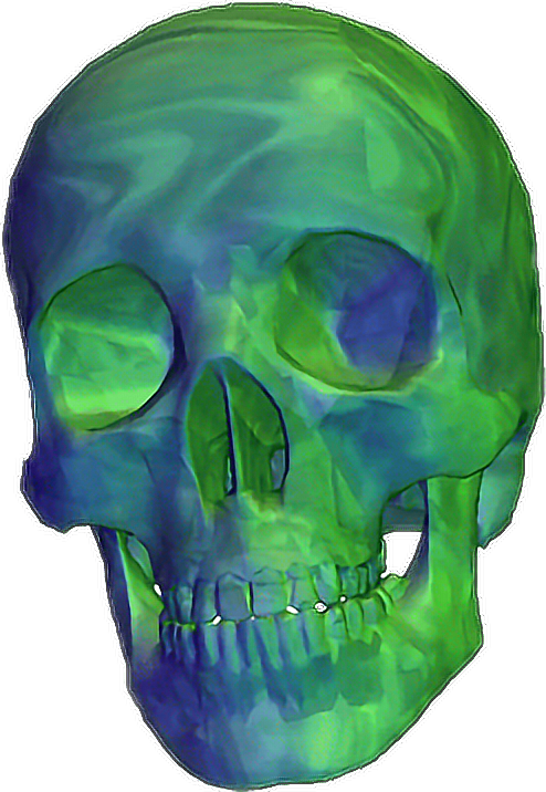 A Skull With Green And Blue Colors