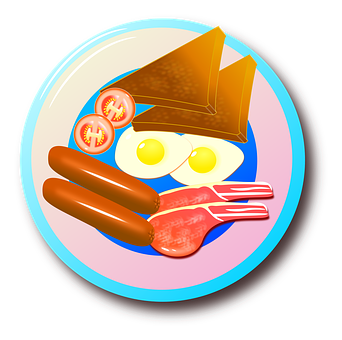 A Plate Of Food With Eggs And Sausages
