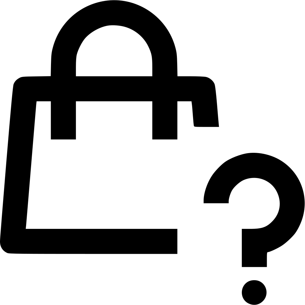 A Black And White Image Of A Bag And A Question Mark