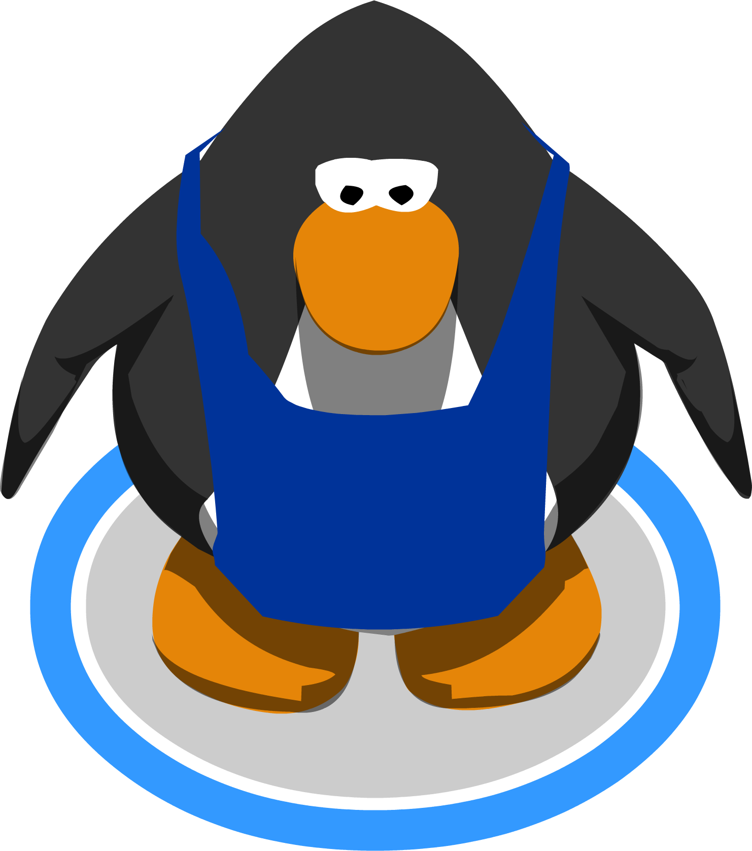 A Cartoon Penguin Wearing A Blue Apron