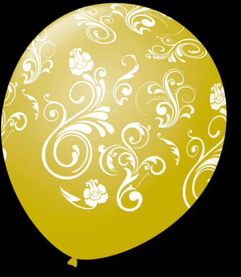 A Yellow Balloon With White Flowers