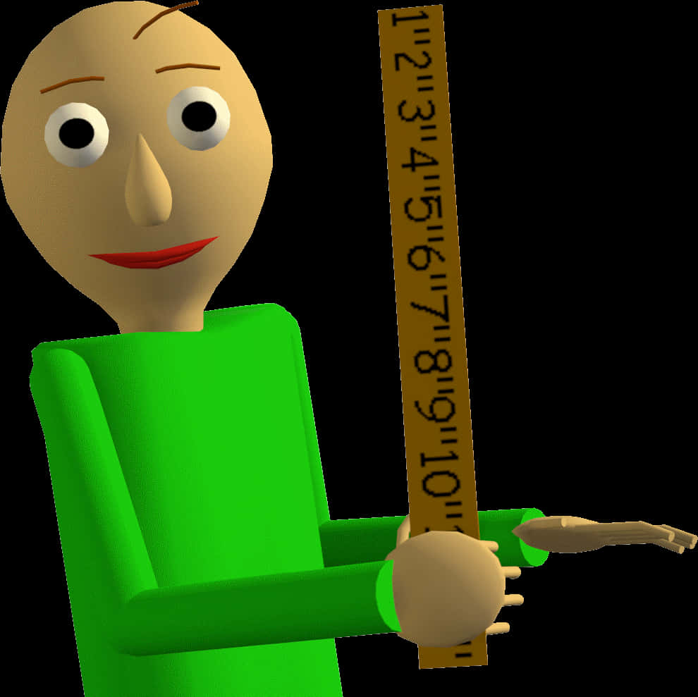 A Cartoon Character Holding A Ruler