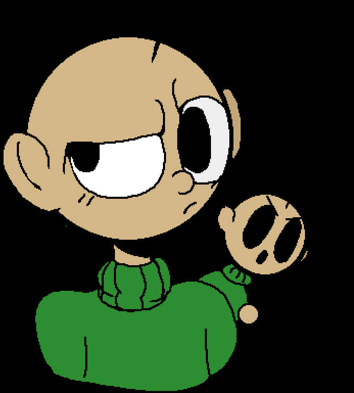 Cartoon Of A Bald Man With A Green Sweater
