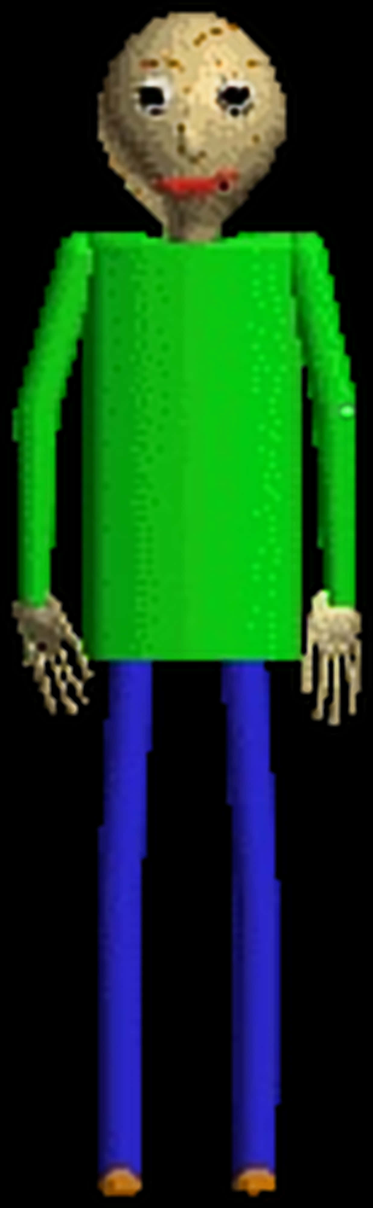 A Green Shirt With Blue Pants And Hands