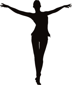 A Silhouette Of A Woman With Her Arms Out