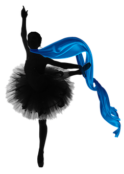 A Person In A Tutu Dancing With A Blue Scarf