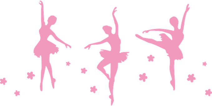 A Group Of Pink Silhouettes Of A Ballerina