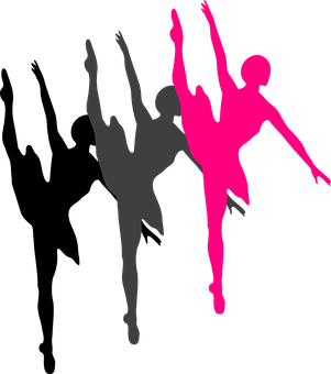 A Pink And Grey Silhouettes Of A Woman Dancing