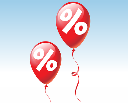 Red Balloons With A Percent Sign