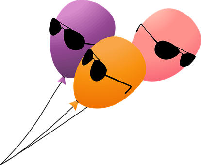 A Group Of Balloons With Sunglasses