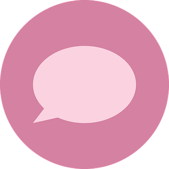 A Pink And Black Circle With A White Speech Bubble