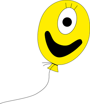 A Yellow Balloon With A Face And A Black Background