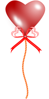 A Heart Shaped Balloon Tied With A Red Ribbon