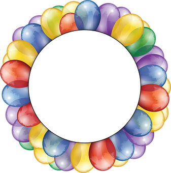 A Circle Of Balloons With A White Circle Around It