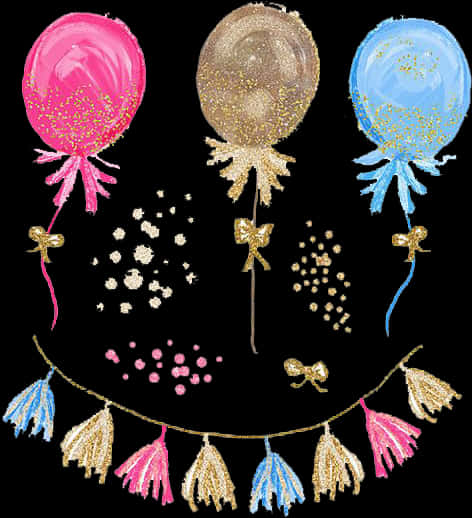 A Group Of Balloons And Garlands