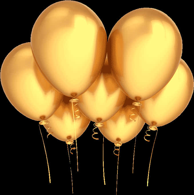 A Group Of Balloons With Ribbons