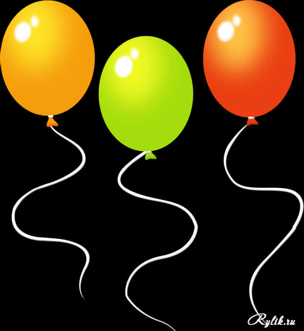 A Group Of Balloons On String