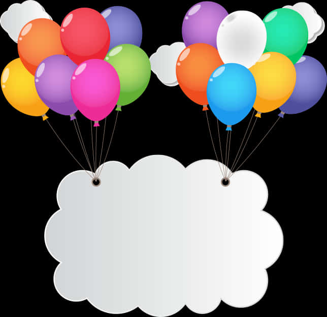 A Group Of Balloons From A Cloud