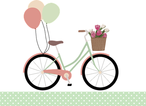 A Bicycle With Flowers And Balloons