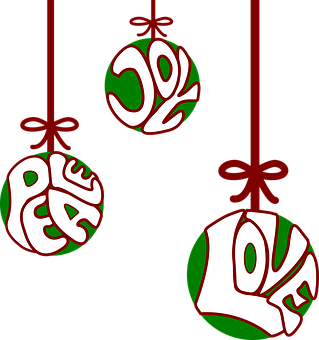 A Group Of Ornaments With Text