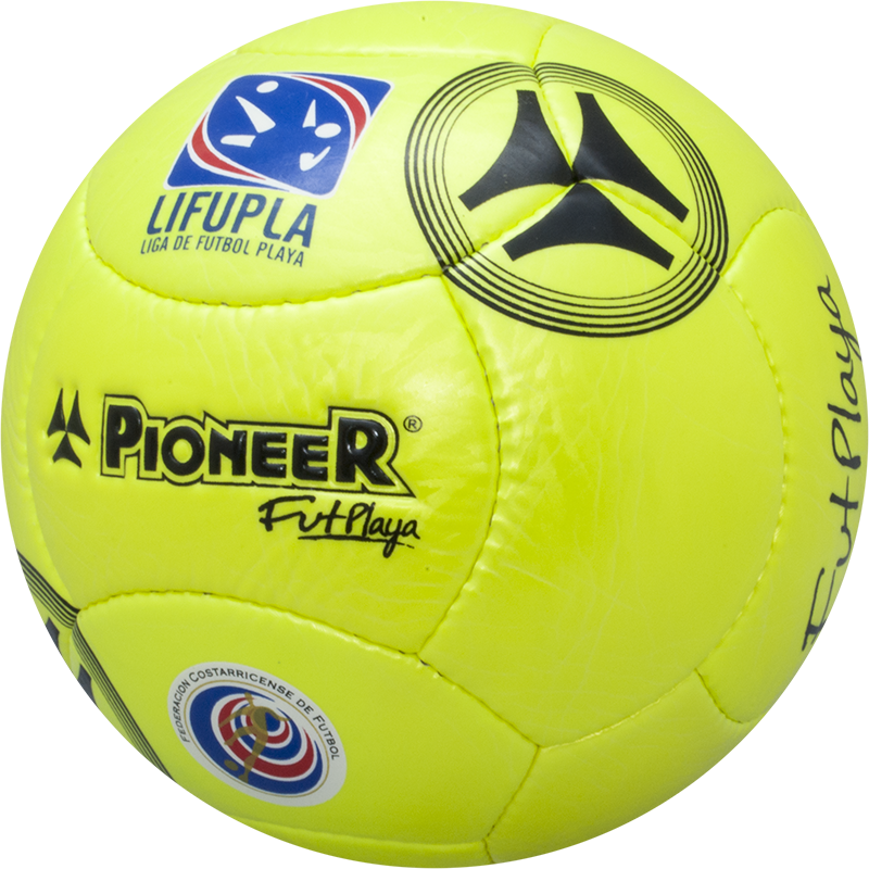 A Yellow Football Ball With Logos On It
