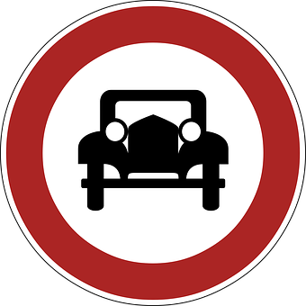 A Sign With A Car In The Middle