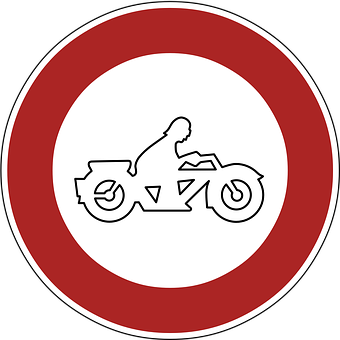 A Red And White Circle With A Person On A Motorcycle