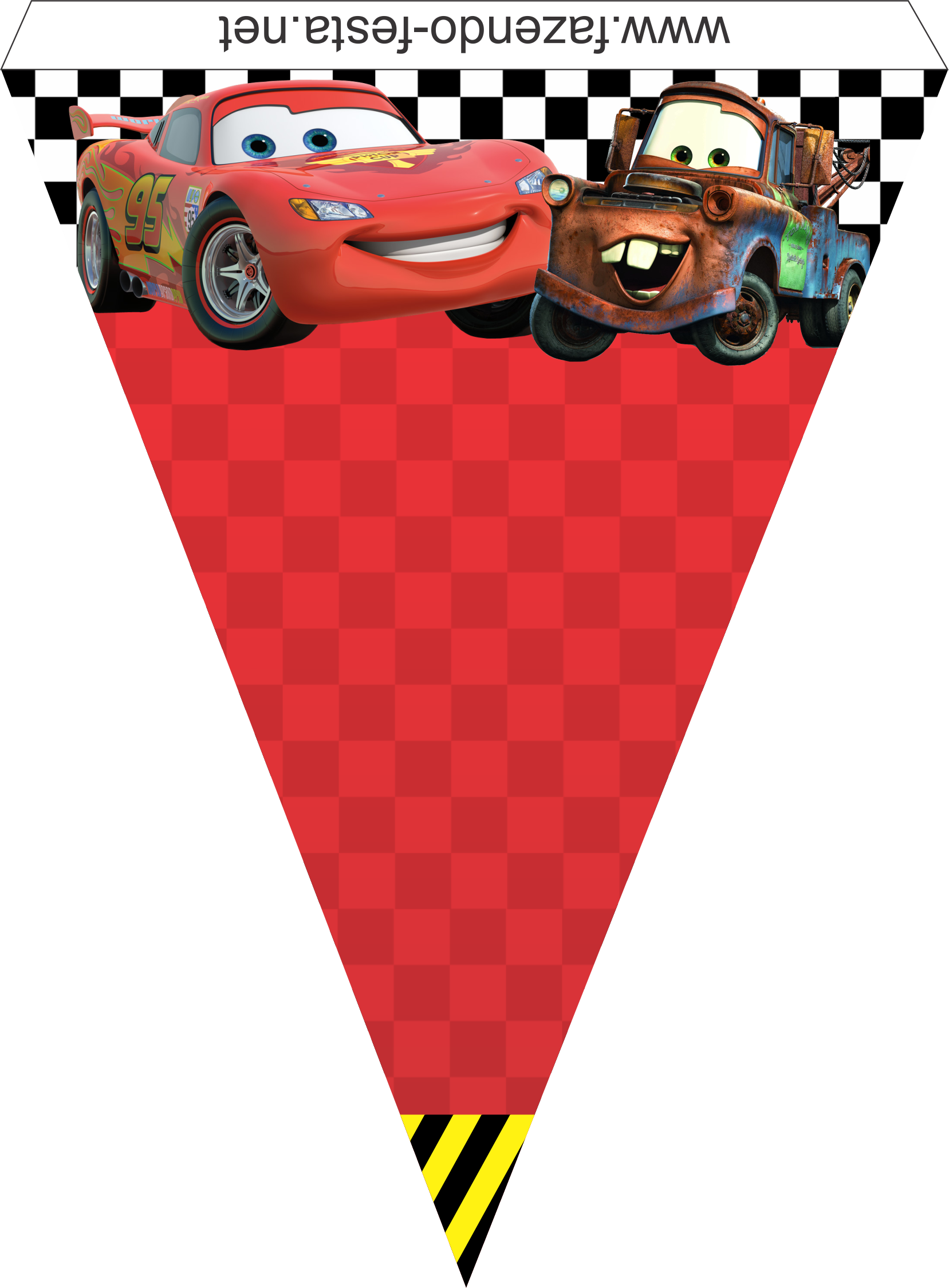 A Red And Black Banner With Cars On It