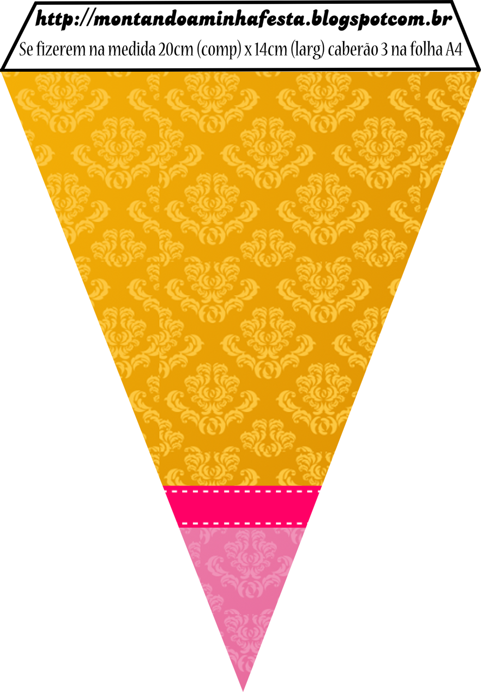 A Yellow And Pink Triangle With A Pink Stripe