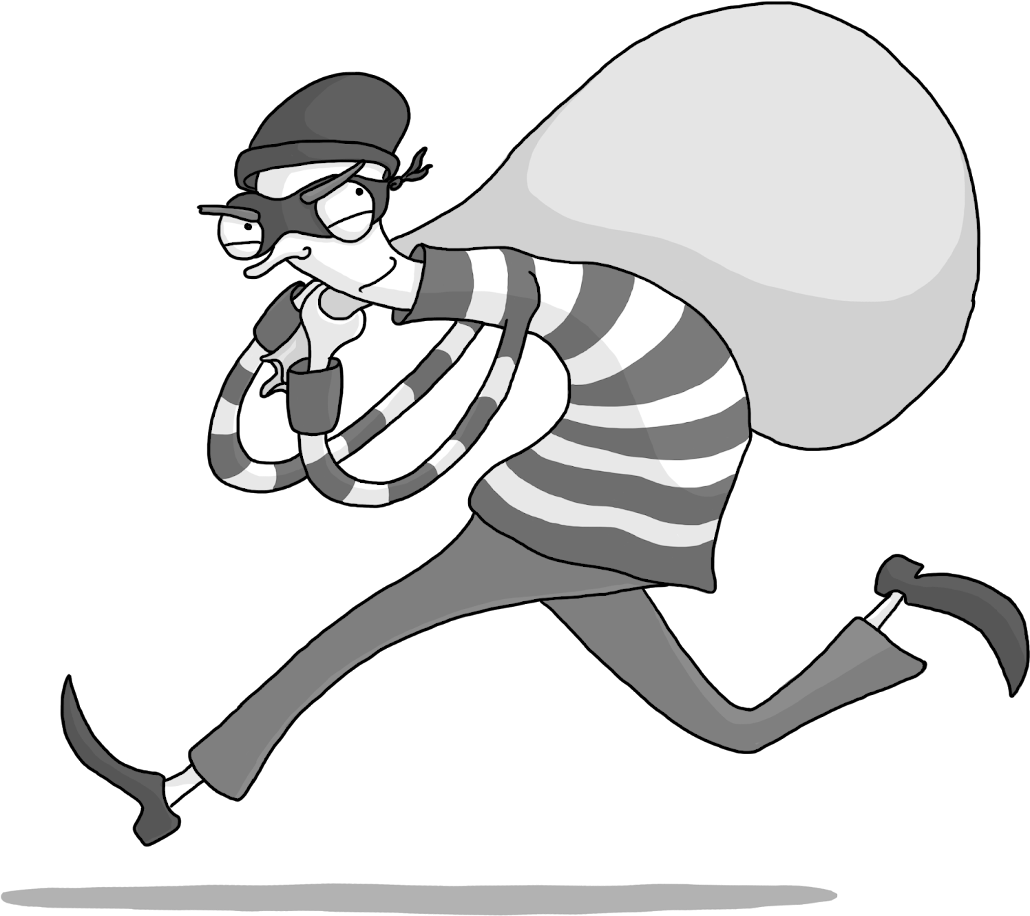A Cartoon Of A Thief Running