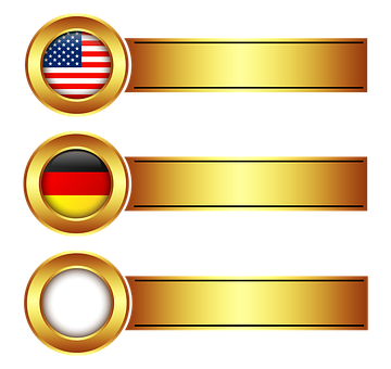 A Gold Banners With Flags