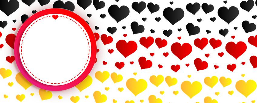 A Red Circle With Yellow And Black Hearts