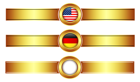 A Gold And Black Background With Flags
