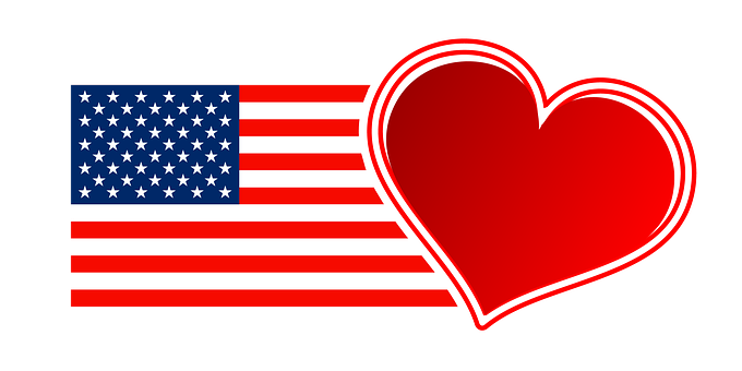 A Heart And Flag With A Black Background