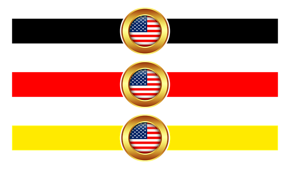 A Group Of Gold Buttons With Red And Black Stripes