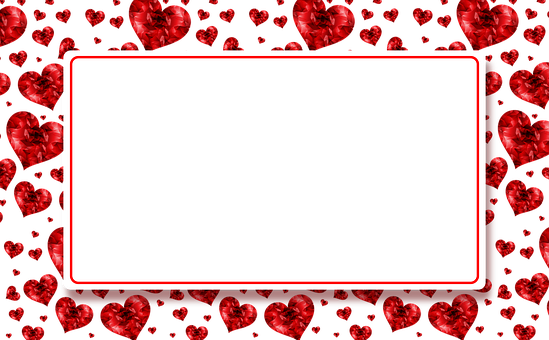 A Rectangular Frame With Red Hearts On It